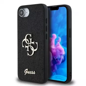 Coque Guess Fixed Glitter Big 4G pour iPhone 16e (noire)