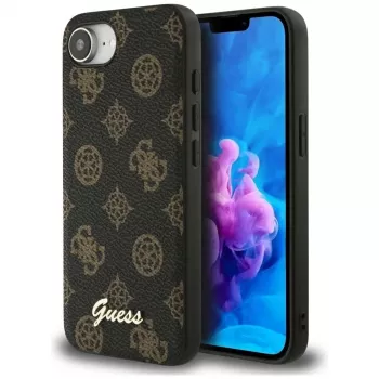 Coque MagSafe Guess Peony Script Logo pour Apple iPhone 16e / 17e, noire