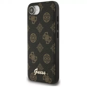 Coque MagSafe Guess Peony Script Logo pour Apple iPhone 16e / 17e, noire