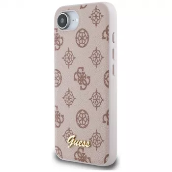 Coque MagSafe Guess Peony Script Logo pour iPhone 16e / 17e marron