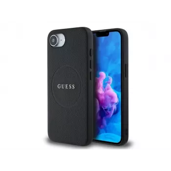 Coque MagSafe Guess Grained Ring pour iPhone 16e (noire)