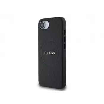 Coque MagSafe Guess Grained Ring pour iPhone 16e (noire)