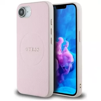 Coque MagSafe Guess Grained Ring pour Apple iPhone 16e (rose)