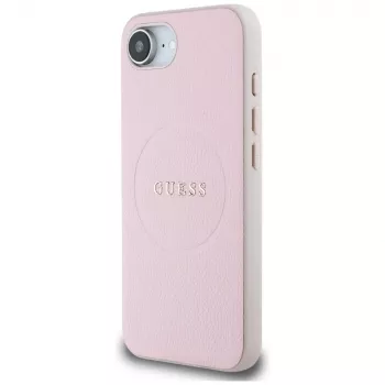Coque MagSafe Guess Grained Ring pour Apple iPhone 16e (rose)