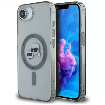 Coque MagSafe KARL LAGERFELD IML Metal Karl & Choupette Heads pour iPhone 16e / 17e, noire