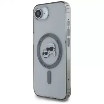 Coque MagSafe KARL LAGERFELD IML Metal Karl & Choupette Heads pour iPhone 16e / 17e, noire