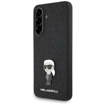 Coque arrière Karl Lagerfeld Fixed Glitter Ikonik Logo Metal Pin pour Samsung Galaxy A56 5G noire