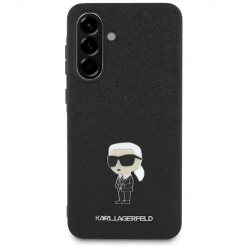 Coque arrière Karl Lagerfeld Fixed Glitter Ikonik Logo Metal Pin pour Samsung Galaxy A56 5G noire