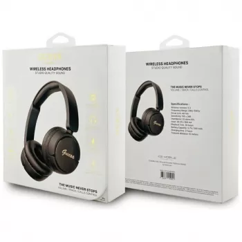 Casque sans fil Guess Metal Logo Script Bluetooth 5.3 over-ear noir