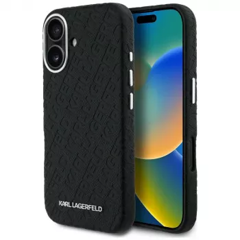 Coque Karl Lagerfeld FW Stamped Karl MagSafe pour iPhone 16 noire