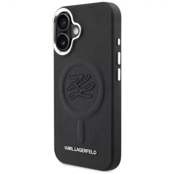 Coque Karl Lagerfeld Initial & Metal Logo MagSafe pour Apple iPhone 16 noire