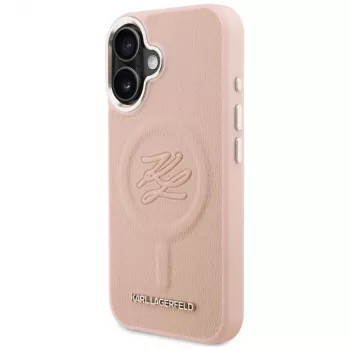Coque Karl Lagerfeld Initial & Metal Logo MagSafe pour iPhone 16 rose