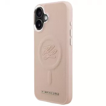 Coque Karl Lagerfeld Initial & Metal Logo MagSafe pour iPhone 16 Plus rose