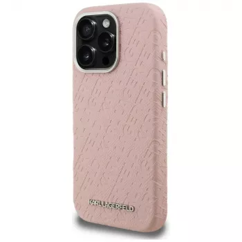 Coque Karl Lagerfeld FW Stamped Karl MagSafe pour iPhone 16 Pro Max rose