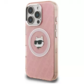 Coque Karl Lagerfeld IML Choupette Head Logo MagSafe pour Apple iPhone 16 Pro rose