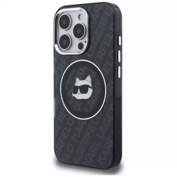 Coque Karl Lagerfeld IML Choupette Head Logo MagSafe pour iPhone 16 Pro noire