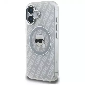 Coque Karl Lagerfeld IML Karl Head Logo MagSafe pour iPhone 16 grise
