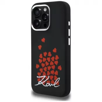 Coque Karl Lagerfeld Silicone Heart SignLogo MagSafe pour iPhone 16 Pro noire