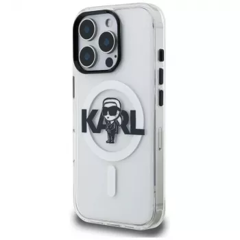 Coque MagSafe KARL LAGERFELD IML Karl Sketch Logo pour Apple iPhone 16 Pro, transparente