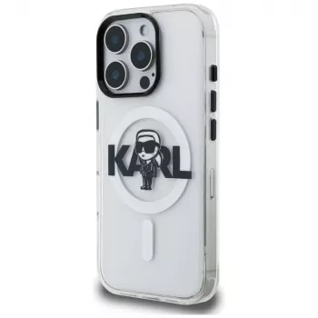 Coque MagSafe Karl Lagerfeld IML Karl Sketch Logo pour iPhone 16 Pro Max, transparente
