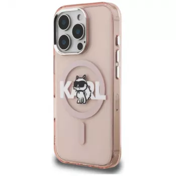Coque MagSafe Karl Lagerfeld IML Choupette Sketch Logo pour iPhone 16 Pro Max, rose