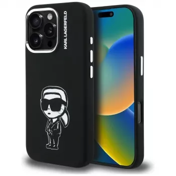 Coque MagSafe KARL LAGERFELD en silicone Karl Sketch pour Apple iPhone 16 Pro Max, noire