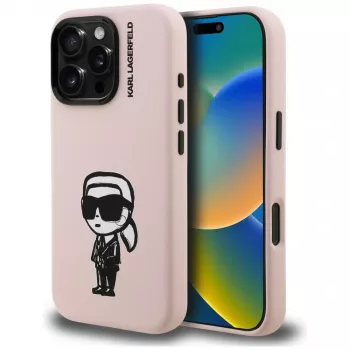 Coque MagSafe KARL LAGERFELD en silicone Karl Sketch pour iPhone 16 Pro Max, rose