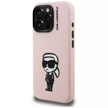 Coque MagSafe KARL LAGERFELD en silicone Karl Sketch pour iPhone 16 Pro Max, rose