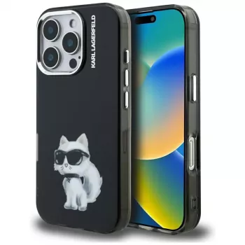 Coque Karl Lagerfeld IML Aquarelle Choupette & Logo pour iPhone 16 Pro Max, noire