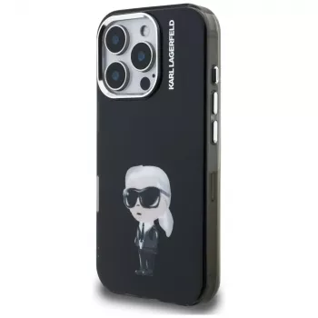 Coque Karl Lagerfeld IML Aquarelle Karl & Logo pour Apple iPhone 16 Pro, noire