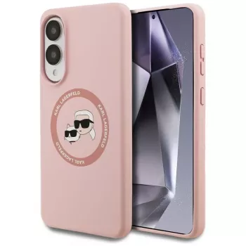 Coque MagSafe Karl Lagerfeld Silicone DoubleHeads And Circle pour Samsung Galaxy S25 Edge rose