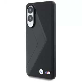 Coque MagSafe BMW Leather Oversized Stripes pour Samsung Galaxy S25 Edge noire