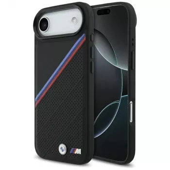 Coque MagSafe BMW M Tricolor Metal Logo pour Apple iPhone Air, noire