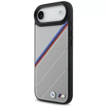 Coque MagSafe BMW M Tricolor Metal Logo pour Apple iPhone Air, grise
