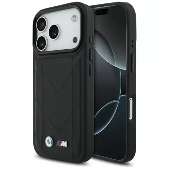 Coque MagSafe BMW M Quilted Logo pour Apple iPhone 17 Pro, noire