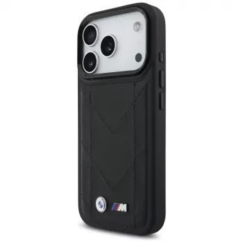 Coque MagSafe BMW M Quilted Logo pour Apple iPhone 17 Pro, noire