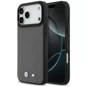 Coque MagSafe BMW M Quilted Logo pour iPhone 17 Pro Max anthracite