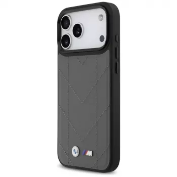 Coque MagSafe BMW M Quilted Logo pour iPhone 17 Pro Max anthracite
