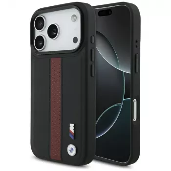 Coque MagSafe BMW M Perforated Stripe Logo pour iPhone 17 Pro rouge