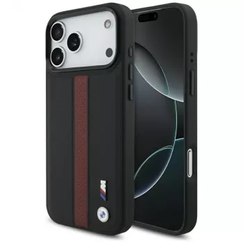 Coque MagSafe BMW M Perforated Stripe Logo pour Apple iPhone 17 Pro Max, rouge