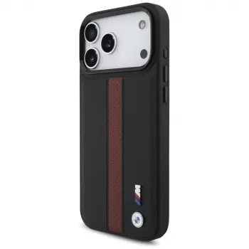 Coque MagSafe BMW M Perforated Stripe Logo pour Apple iPhone 17 Pro Max, rouge