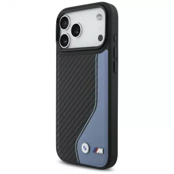 Coque MagSafe BMW M Carbon Logo pour iPhone 17 Pro Max bleue