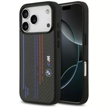 Coque MagSafe BMW M Kevlar Lines & Logo pour iPhone 17 Pro noire