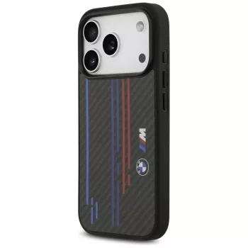 Coque MagSafe BMW M Kevlar Lines & Logo pour iPhone 17 Pro noire