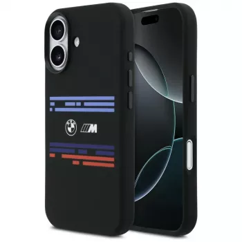 Coque MagSafe BMW M Silicon Horizontal Line pour Apple iPhone 17, noire