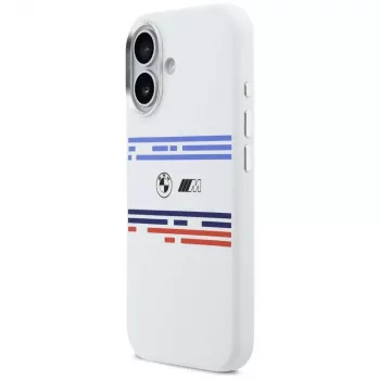Coque MagSafe BMW M Silicon Horizontal Line pour Apple iPhone 17, blanche