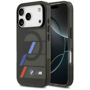 Coque MagSafe BMW M IML Metal Buttons Tricolor Lines pour iPhone 17 Pro noire