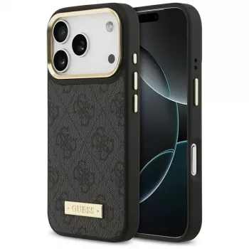 Coque MagSafe Guess 4G Logo Plate pour Apple iPhone 15 Pro, noire