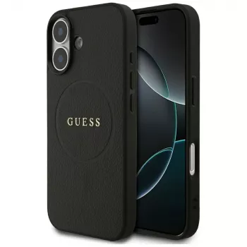 Coque MagSafe Guess Grained Ring pour iPhone 17 - noire