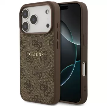 Coque arrière MagSafe Guess 4G Ring Classic Logo pour Apple iPhone 17 Pro, marron